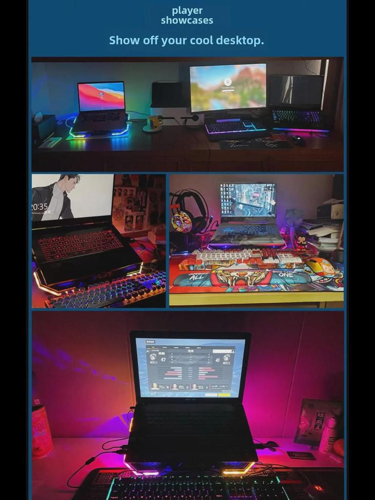 F32 Silent Laptop Radiator with RGB Lights – 15.6 Inch Cooling Bracket