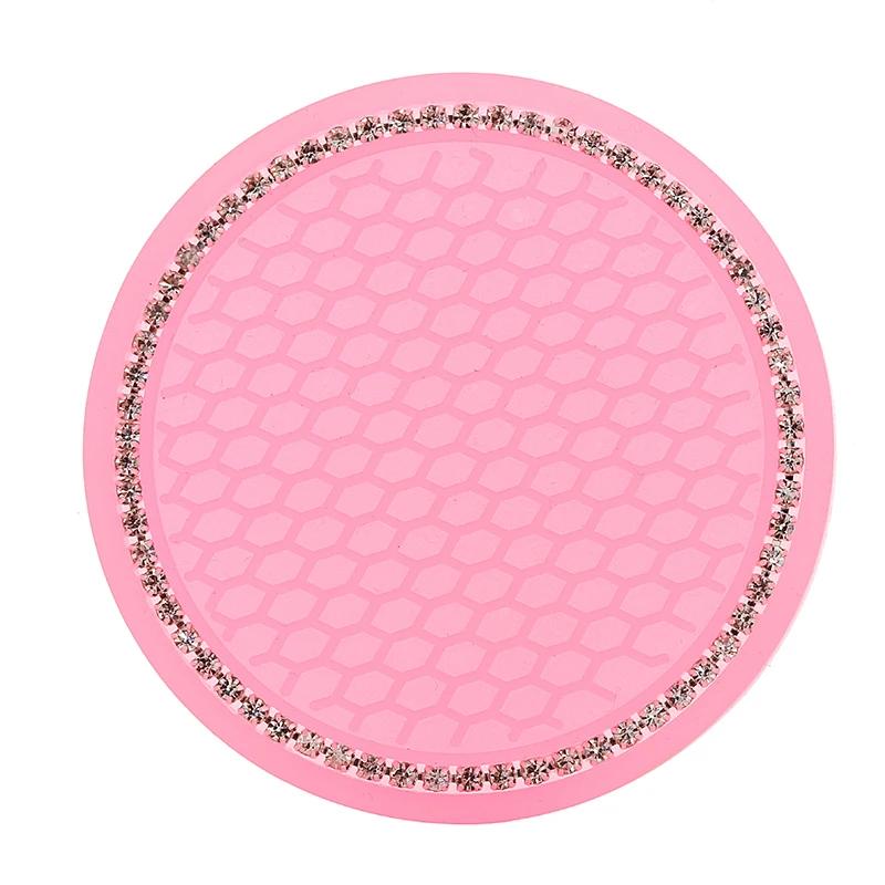 Bling Strass Auto Untersetzer Getränkehalter Rutschfeste Einlage Untersetzer Matten mit Fluoreszierendem Licht für Frauen Mädchen Auto Innendekor