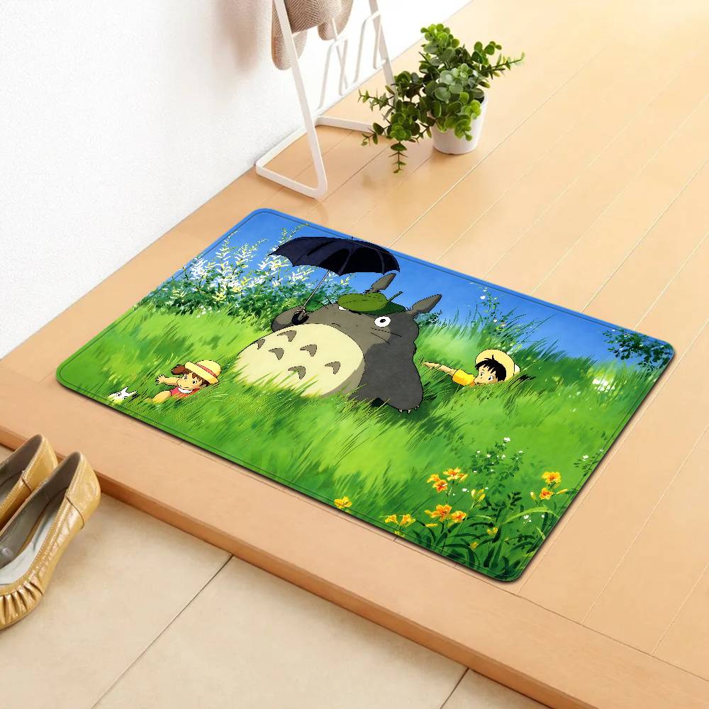 Klassische T-Totoro Cartoon Niedliche Fußmatte Rechteckig Anti-Rutsch Zuhause Weich Badezimmer Matte Eingangstür Innen Außen Matte Willkommens-Fußmatte