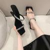Fashion Summer New Style Fashion Comfortable Casual Sandals Square Toe Rhinestone Wear-resistant Slippers Slippers Women  Womens Shoes