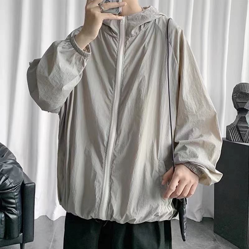 

Простота Однотонный Худи Вентилируемый Солнцезащитный Солнцезащитный Комфортный Универсальный Спортивный костюм Свободный Мужская Верхняя одежда Лето 2024 L серый