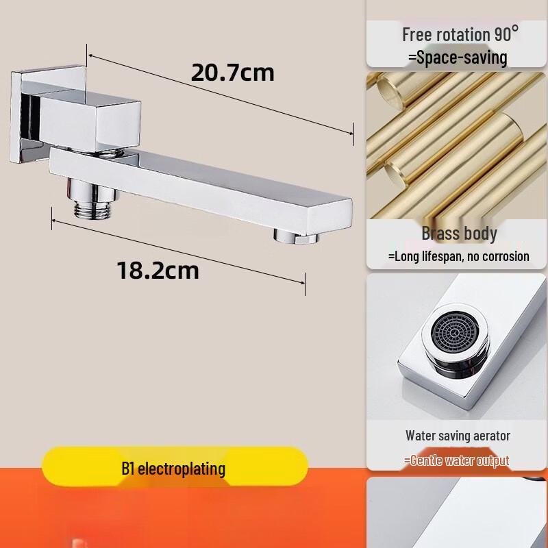 

LANGZHIWEN Квадратный настенный поворотный смеситель для душа с изливом для раковины