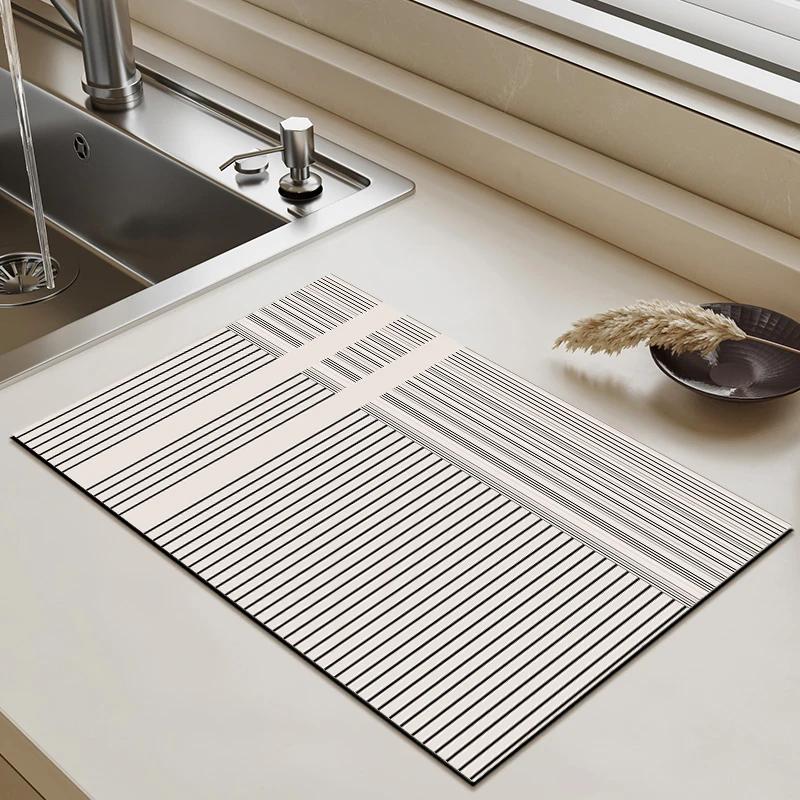 Coffee Dish Drain Pad VelveteenRubber Absorbent Dish Drying Mat Kitchen Bar Drain Pad Quick Dry Placemat Kitchen Accessories