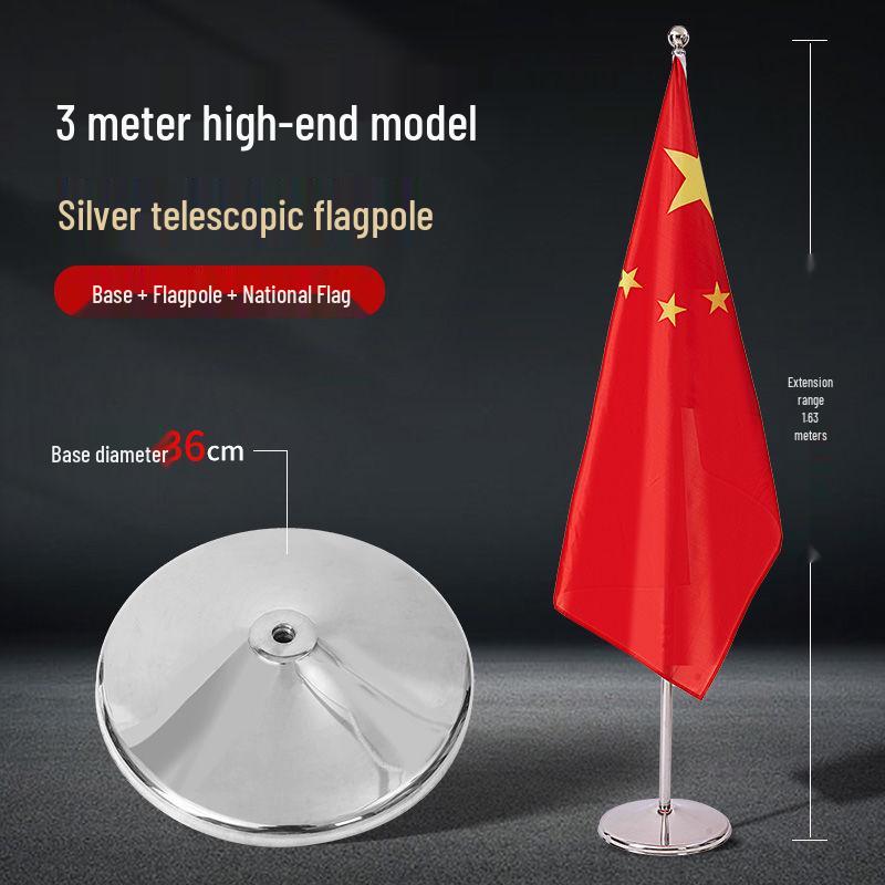 Indoor Floor-Standing Flagpole with Five-Star Red National Flag for Office or Conference Room