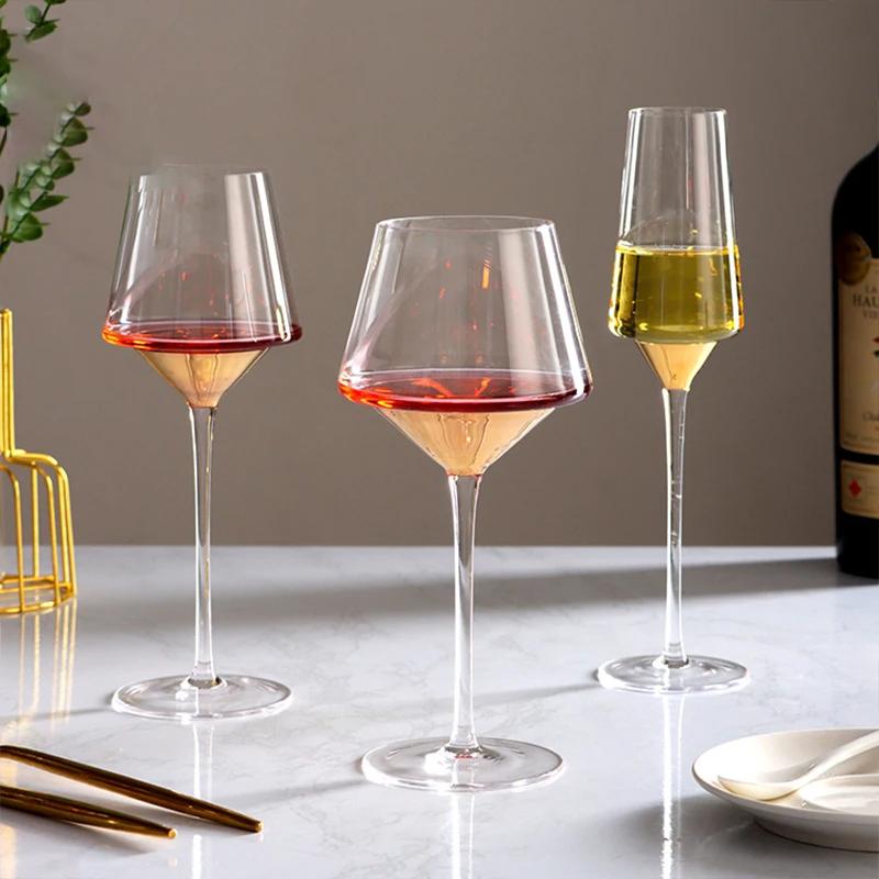 Nordic Light Luxury Golden Wine Glasses Burgundy Glass Goblets Home Whiskey Glasses Barware Showroom Wine Cabinet Decoration