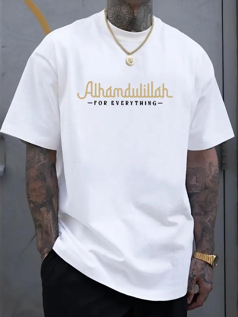 Mens casual short sleeved Tshirt Gratitude to Everything letter printed round neck design a musthave casual wear in summ