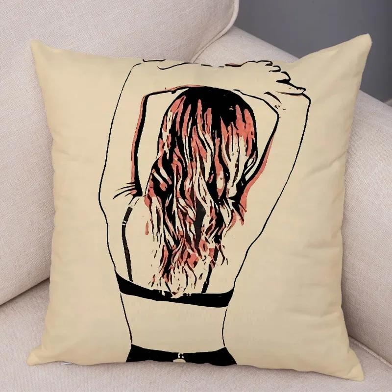 Home Decor Living Room Cartoon Sexy Lady Pillowcase Decoration Pretty Girl Ass Cushion Cover Sofa Car