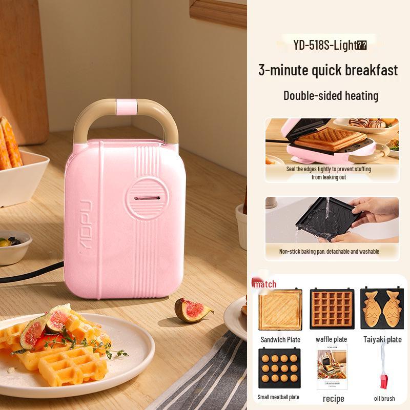 "Yidepu Portable Multi-Functional Breakfast Machine: Non-Stick Bread Maker, Baking Tray, Egg Fryer, and Sandwich Press".