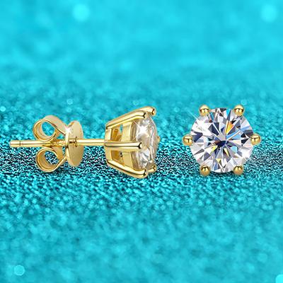 D Color 0.5-2CT D VVS1 Real Moissanite Stud Earrings for Women Lab Diamond Ear Studs 100% S925 Sterling Silver Plated 18K Gold