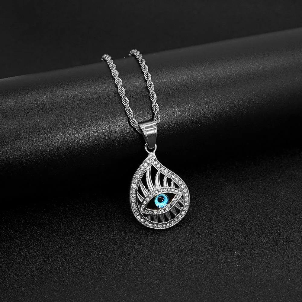 Eye of Horus Muslim Rune Pattern Round Pendant Necklace Men's Necklace Sliding Pendant Metal Necklace Amulet Accessory Jewelry