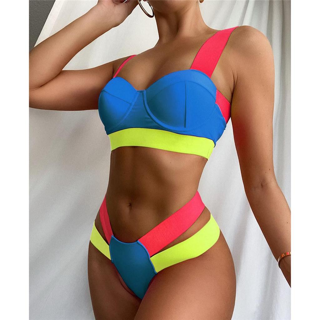 Fashion Splicing Push Up Bikini Female Swimwear Women Swimsuit Two