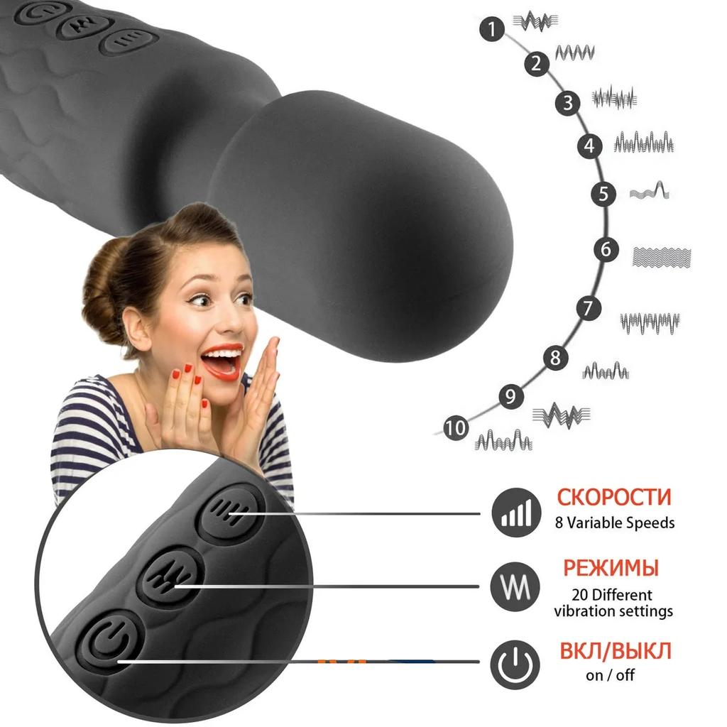 Silicone Powerful AV Vibrator, Female Nipple Clitoris G-spot Stimulation Masturbator, Couples Adult Sexy Sex Toys, Sex Toys 18+