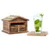 Divit Coasters Wooden for Drinks, Eco-Friendly, Absorbent, Antique Look Handcrafted Coasters (Hut)