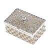 Rhinestone Hollow Storage Box Silver Plated Trinkets Magnet Clasp Case Decor