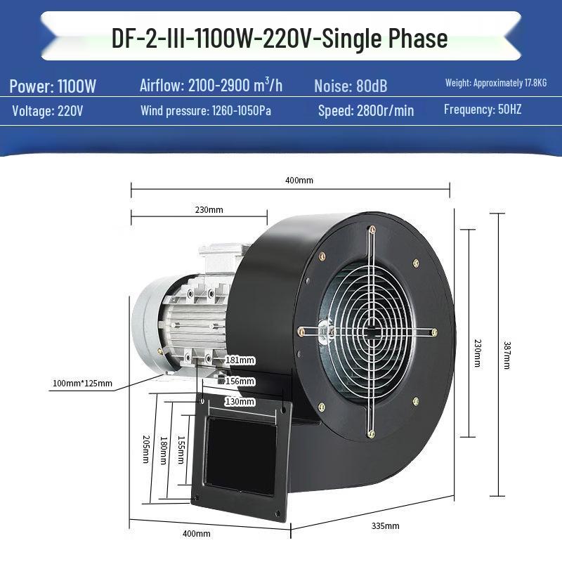 Rongyu 1100W Industrial Centrifugal Fan