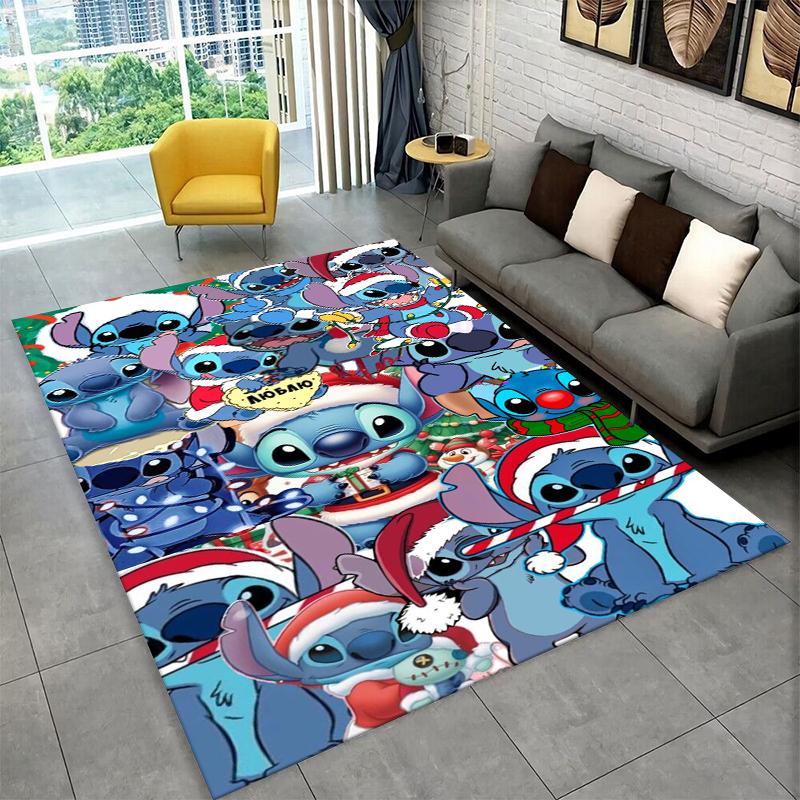 Cute S-Stitch Cartoon Non-Slip Area Rug for Living Room,Bedroom,Playroom,Soft Carpet Floor Mat Home Decor Rug Kids Room Gift