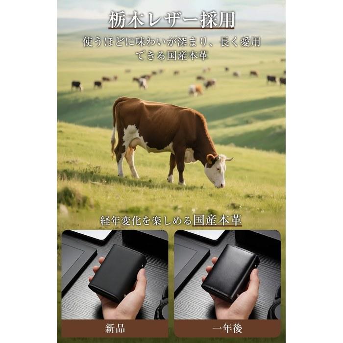 [Kawa-Kawa] Men's Bi-fold Wallet Tochigi Leather Black