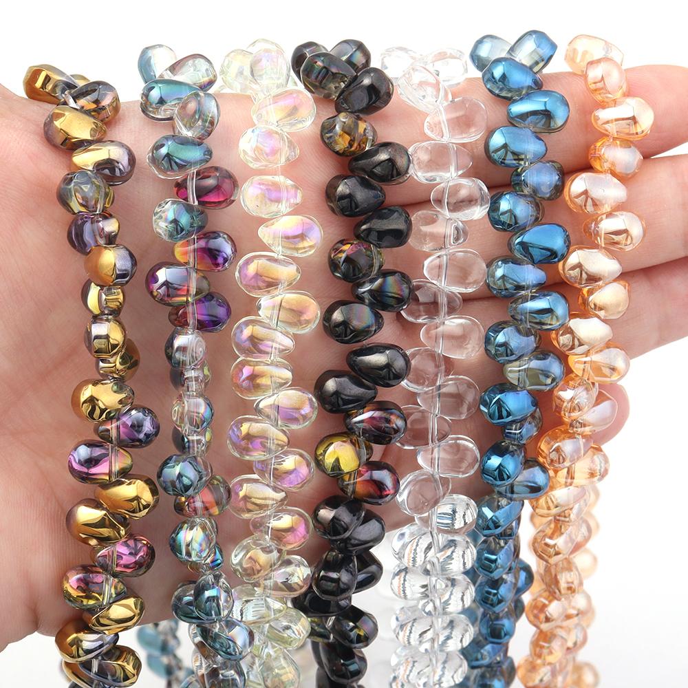 1 Strand 6x9mm Teardrop Glass Beads Colorful Electroplate Loose Spacer Beads For Jewelry Making DIY Bracelets Necklace Supplies