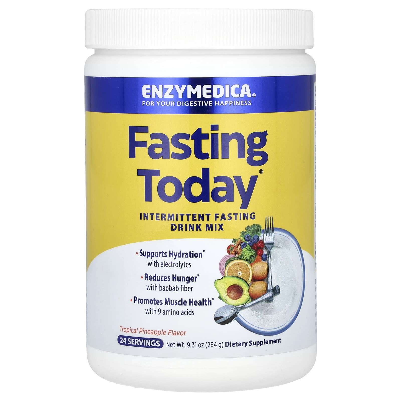 

Fasting Today, Intermittent Fasting Drink Mix, Tropical Pineapple, 264G (9.31Oz)