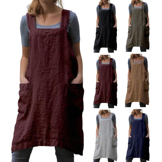 Cooking Apron Solid Color Crisscross Back with Pockets Fine Workmanship Garden Apron Baking Accessories