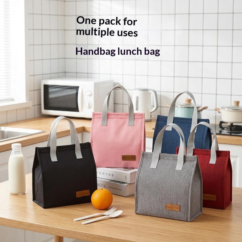 Insulated Lunch Tote Bags Waterproof Linen Fabric Thermal Lining Perfect For Office School Picnics Daily Use
