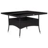 VidaXL Outdoor Dining Table Black Woven Resin and Glass