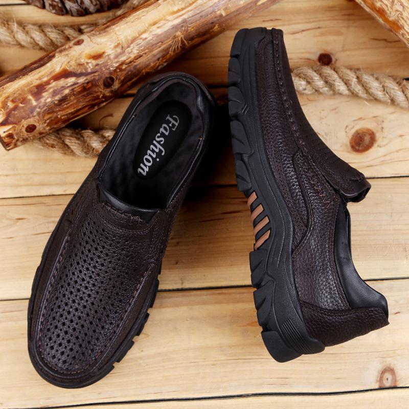 Fashion High Quality New Thick Soled Wear-resistant Men's Leather Casual Shoes Lace Up Oxford Shoes for Men's Outdoor Hiking Shoes