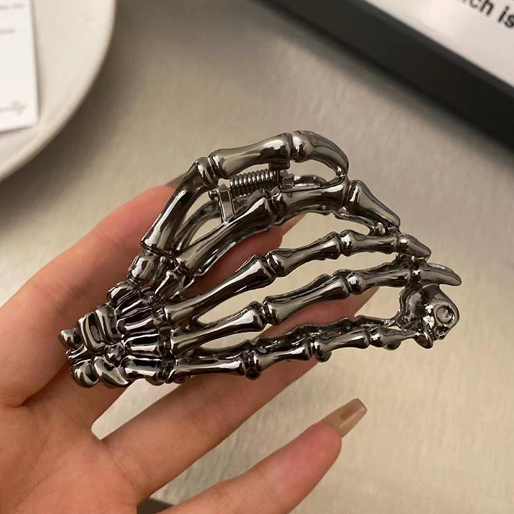 Black Ghost Hand Hair Clips with Skull Design For Party Halloween Decorations