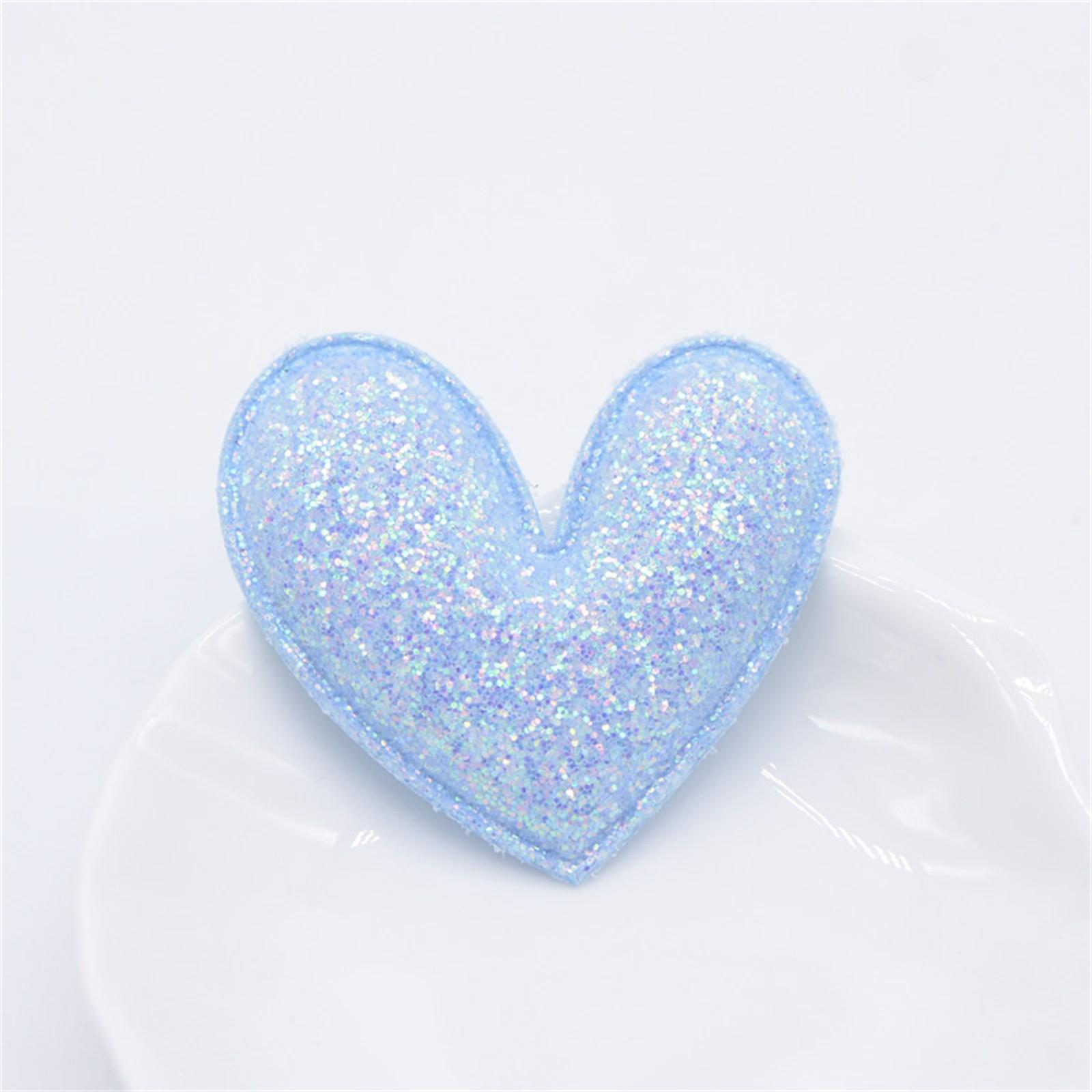 

12 шт. блестящая ткань с подкладкой в виде сердца аппликация для самостоятельного изготовления головных уборов заколок для волос повязок на голову декора детских шапок одежды аксессуаров заплаток One Size синий