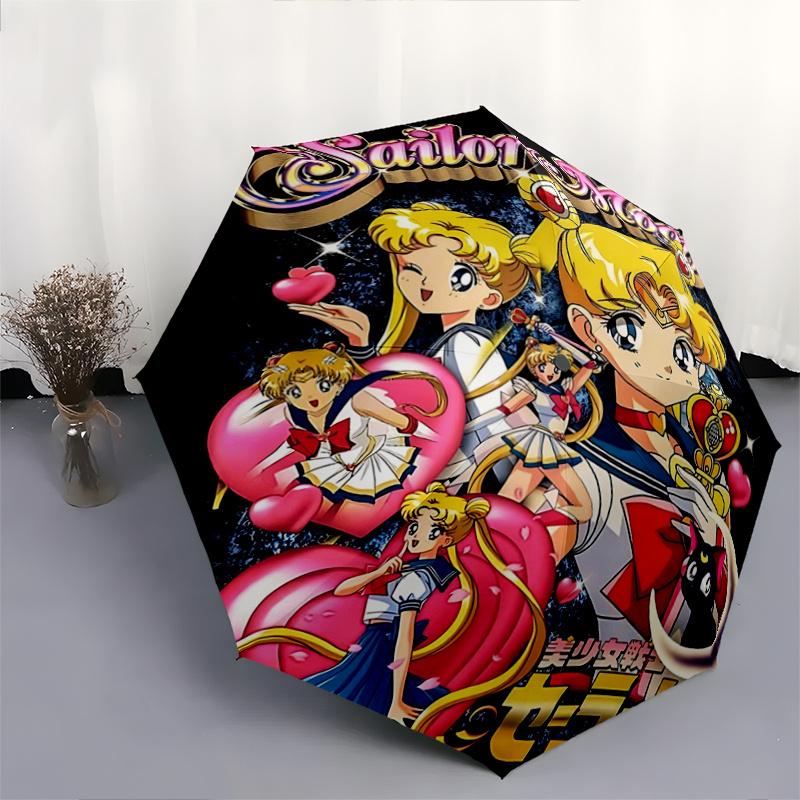 1pc Sailor Moon Fully Automatic Folding Portable Umbrella, 8 Iron Frames, Three-Fold Design, Suitable for All Seasons, Suitable for Outdoor Use.I