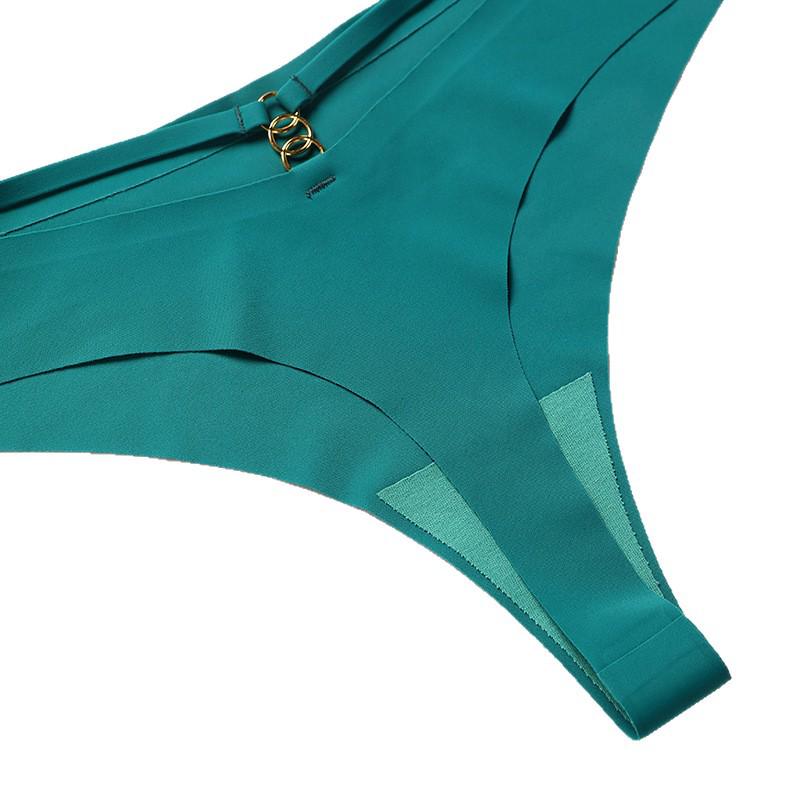 Seamless Ice Silk Thong Yoga Underwear, Plus Size, T-Back with Metal Ring