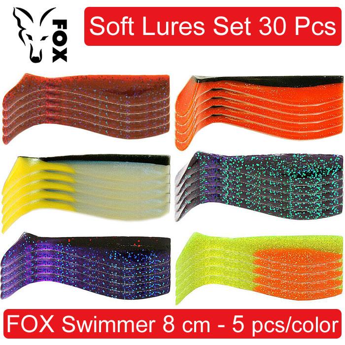 

Soft Lures Set FOX SWIMMER #3, 80 мм. Набір силіконових приманок для риболовлі, віброхвости - 30 шт. 30 pcs