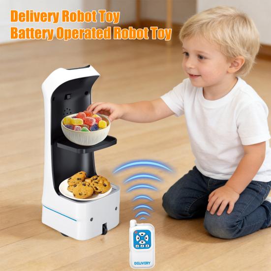 Fernbedienbarer Lebensmittellieferroboter 2,4 GHz RC Roboter Spielzeug mit abnehmbarer Basis Kinder Erwachsene Mini Interaktives leuchtendes intelligentes Robotikspielzeug