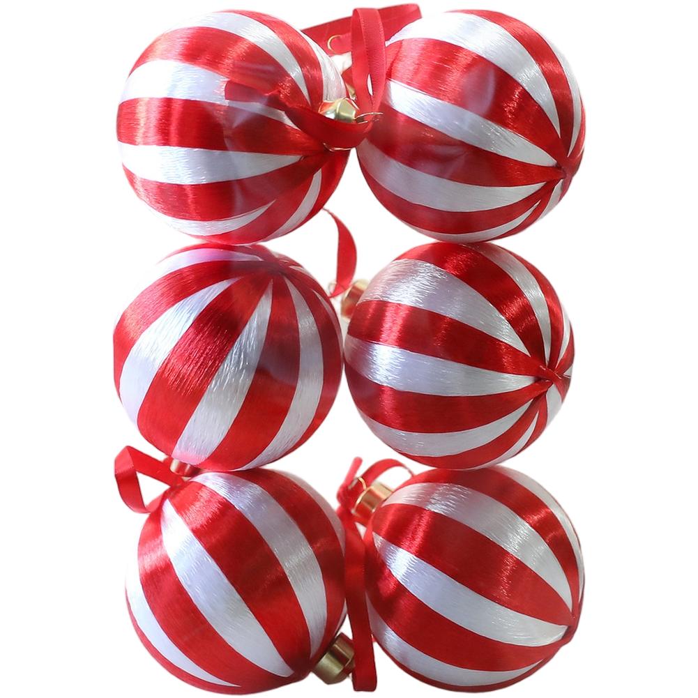 

6 PCS Christmas Tree Ornaments DIY Wrapping Ball Decoration Red Green White Foam Christmas Tree Hang Bauble Ball Ornament