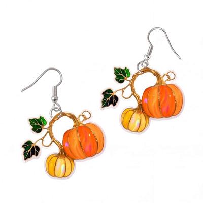 2D Acrylic Pumpkin Earrings Funny Personalized Earrings Niche Pastoral Style
