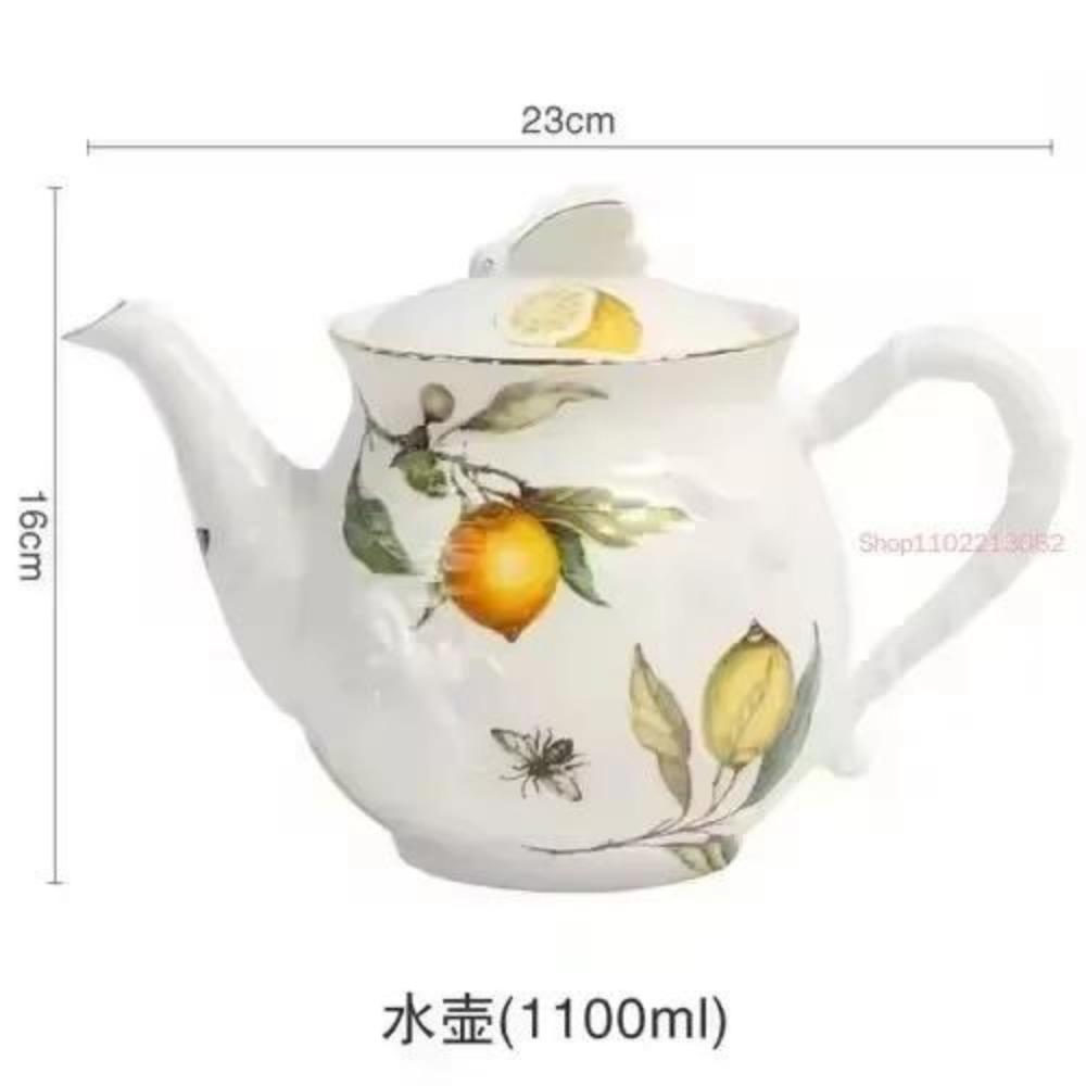 European Style Lemon Pattern Cups, Tea Cup Saucers Steak Plate Bowl Plate Dinnerware, Cute Coffee Mug Afternoon Tea Tableware