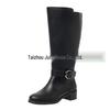 2024 Plus Size Women's Mid-Calf Leather Side-Zip Boots