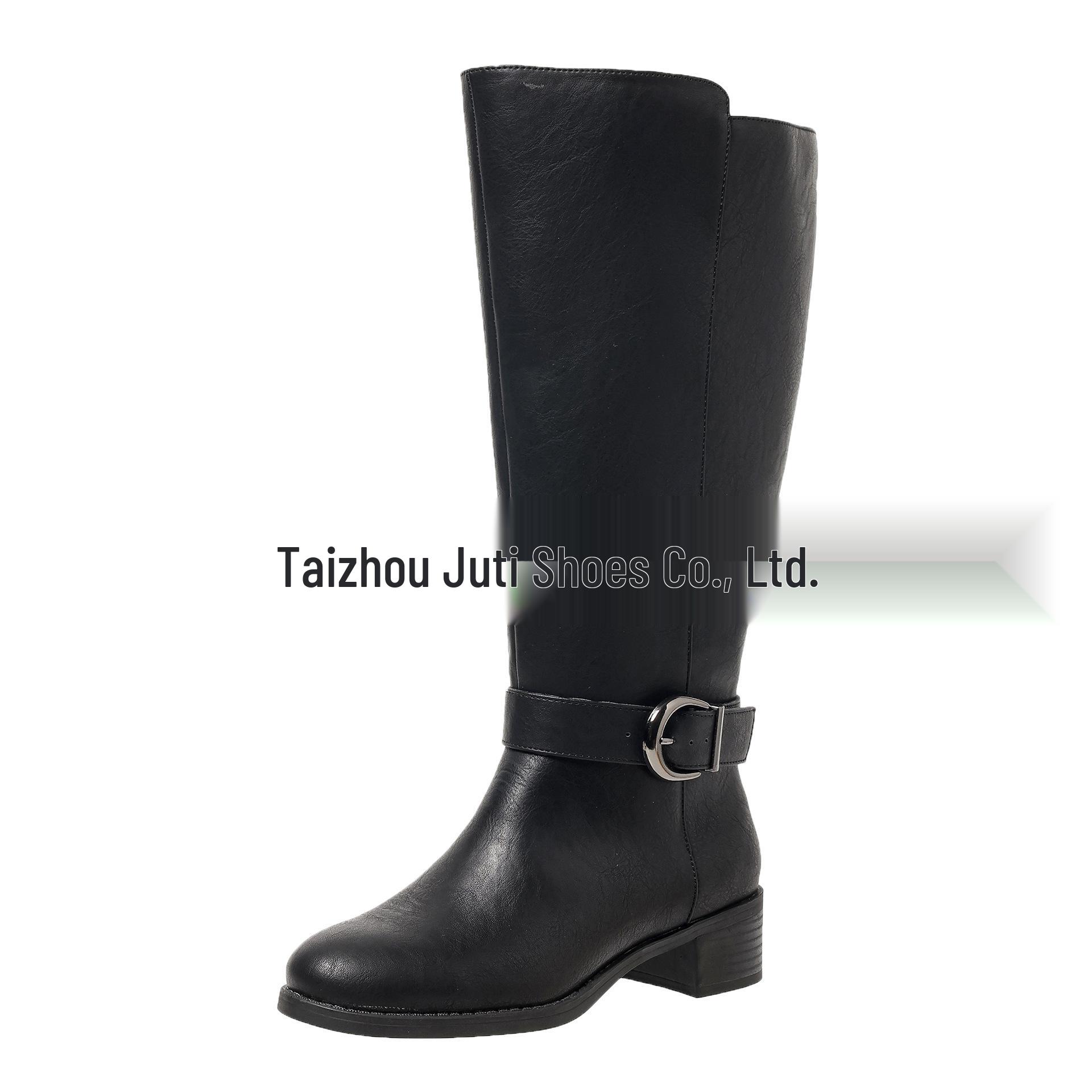2024 Plus Size Women s Mid-Calf Leather Side-Zip Boots US Size 5