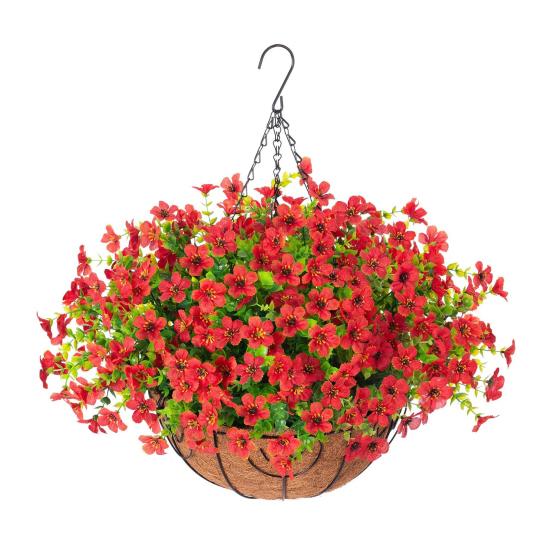 

Flowers Hanging Basket Faux Flowers Leaves Hanging with Eucalyptus Planter Includes Flowers for Spring Summer