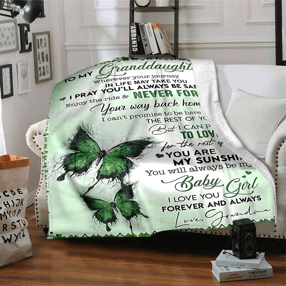 1pc To Granddaughter Love Envelope Blanket, Lightweight Flannel Throw For Sofa, Bed, Travel, Camping, Livingroom, Office, Couch, Chair