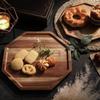 Plateau Octogonal en Bois, Plateau pour Plats Cuisinés Plateau Pot en Bois d'Acacia Sous-verre Créatif Assiette de Service Décorative Sous-verre à Café