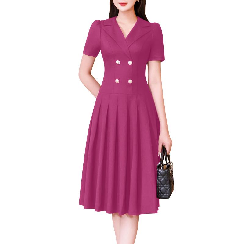 

ZANZEA Женское повседневное свободное плиссированное платье с отложным воротником и короткими рукавами 4XL