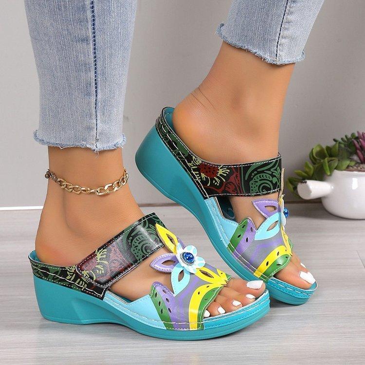 New Women's Cool Slippers, Summer Color Blocked Cand Large Size Cool Slippers