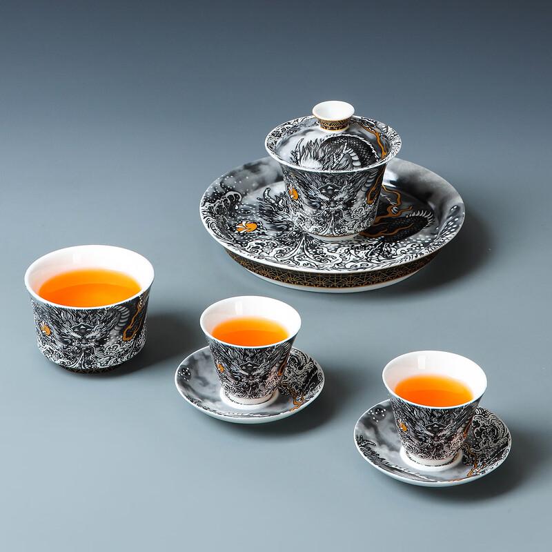 DARUNYAO Ink Dragon Rotatable Sancai Gaiwan Gongfu Tea Set