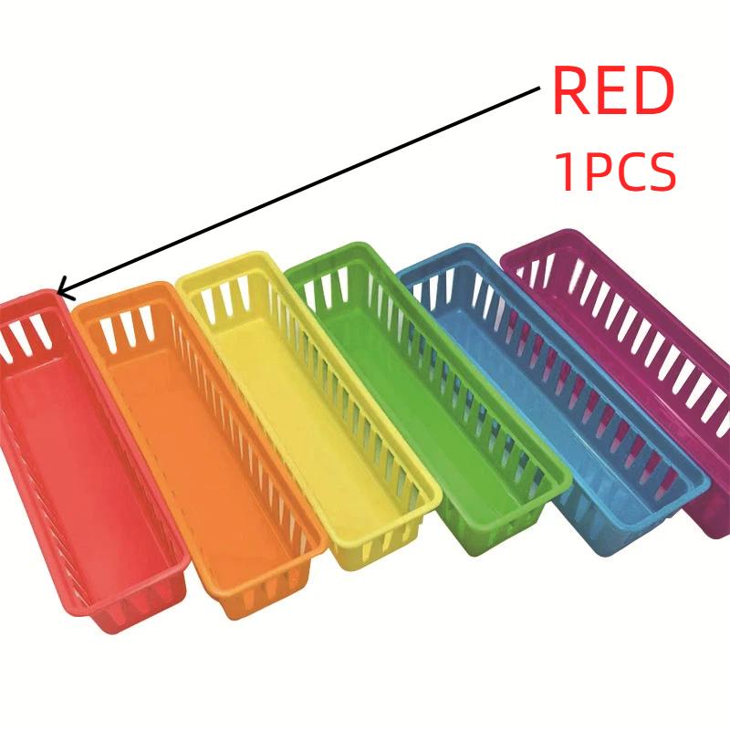 Stackable Storage Tray Colorful Plastic Pencil Basket Classroom Organizer For Pencils Crayons Small Stationery Desk Organization