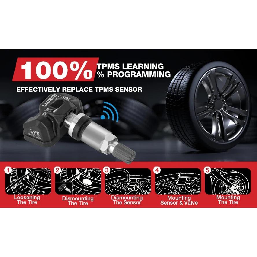 LAUNCH X431 TSENSOR-05 Univerzální TPMS senzor 315MHz/433MHz Duální frekvence Nastavitelný úhel Gumový ventil Monitor tlaku v pneumatikách