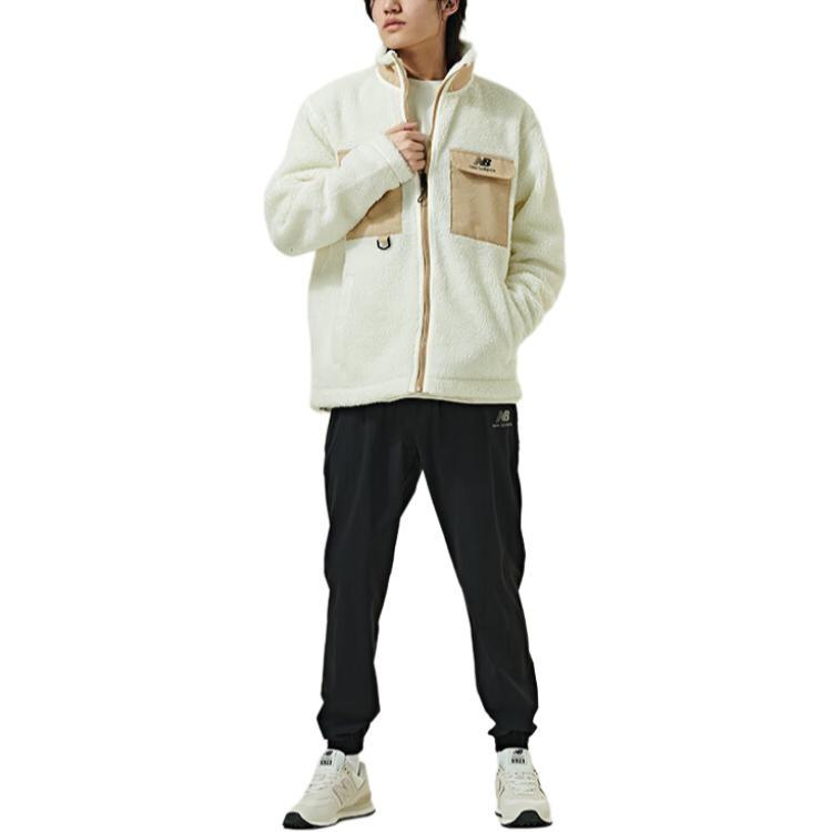 New Balance logo Sportswear Cotton Coat Asia Sizing 'White Beige' Men's AMJ23358-CIC