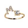 Adjustable Initials Rings Stainless Steel Simple Zircon Letter Rings for Women Wedding Band Couples Jewelry Accessories Gifts