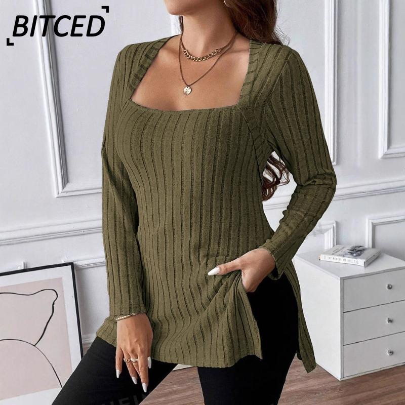 BITCED Damenmode, lässig, einfarbig, langärmelig, Blusen und Hemden