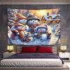 "Family of Snowmen In Winter Wonderland" Pattern Wall Hanging Tapestry Decorative Tapestry Home Decor for Bedroom and Living Room
